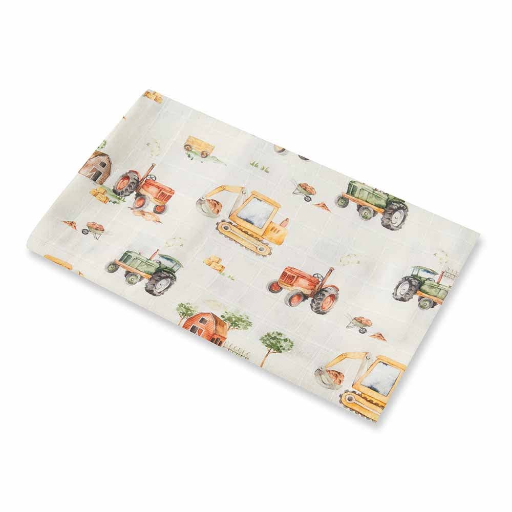Snuggle Hunny Organic Muslin Wrap Diggers & Tractors
