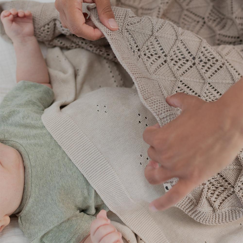 BIBS Knitted Blanket Pointelle Vanilla