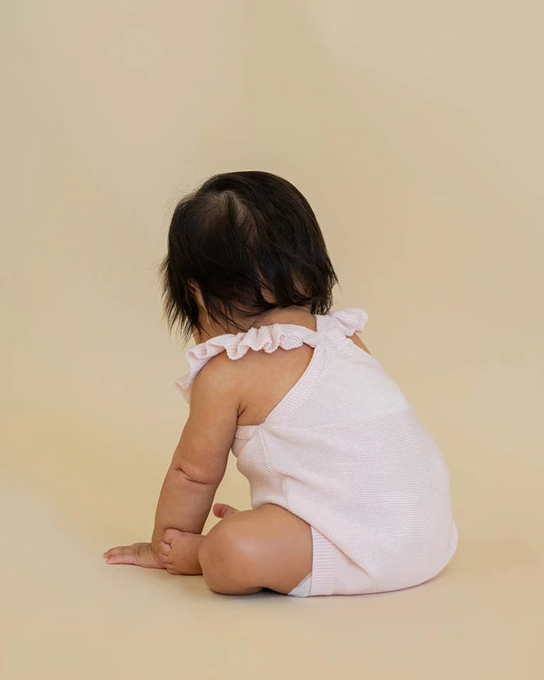 Bébé Madelyn Hand Embroidered Knitted Bodysuit Pale Pink