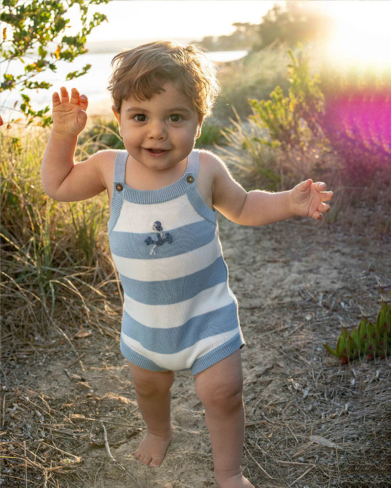 Bébé Axel Ocean Blue Stripe Knitted Bodysuit