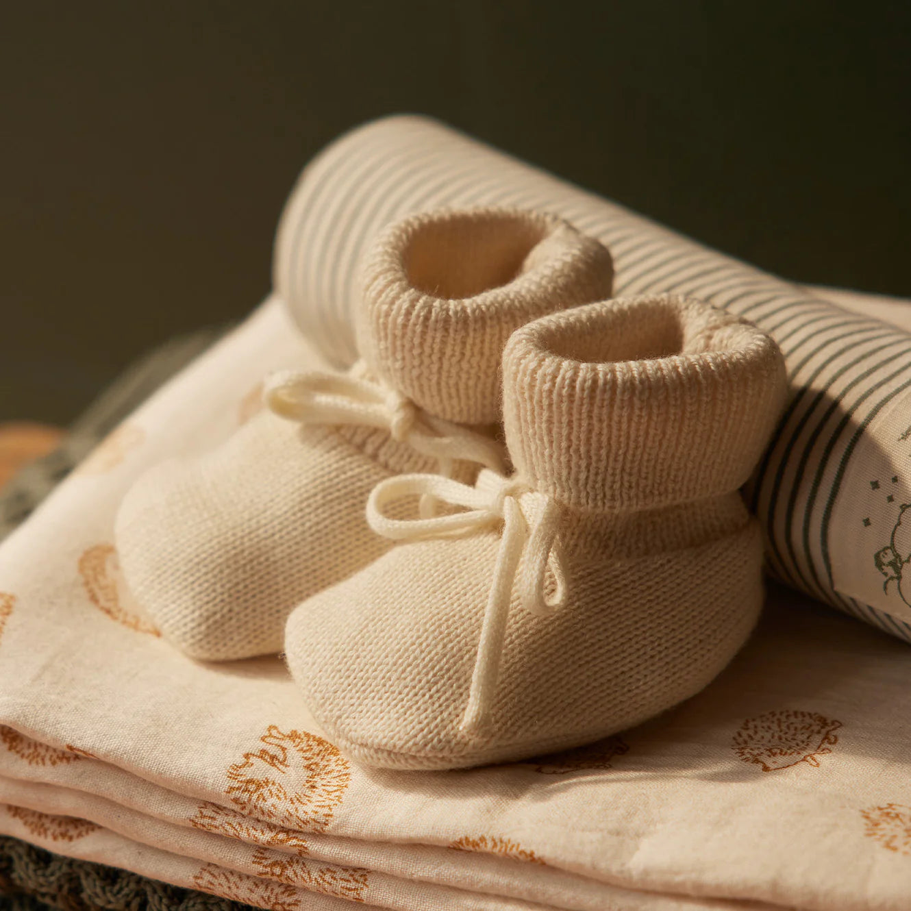 Nature Baby Merino Knit Booties Natural