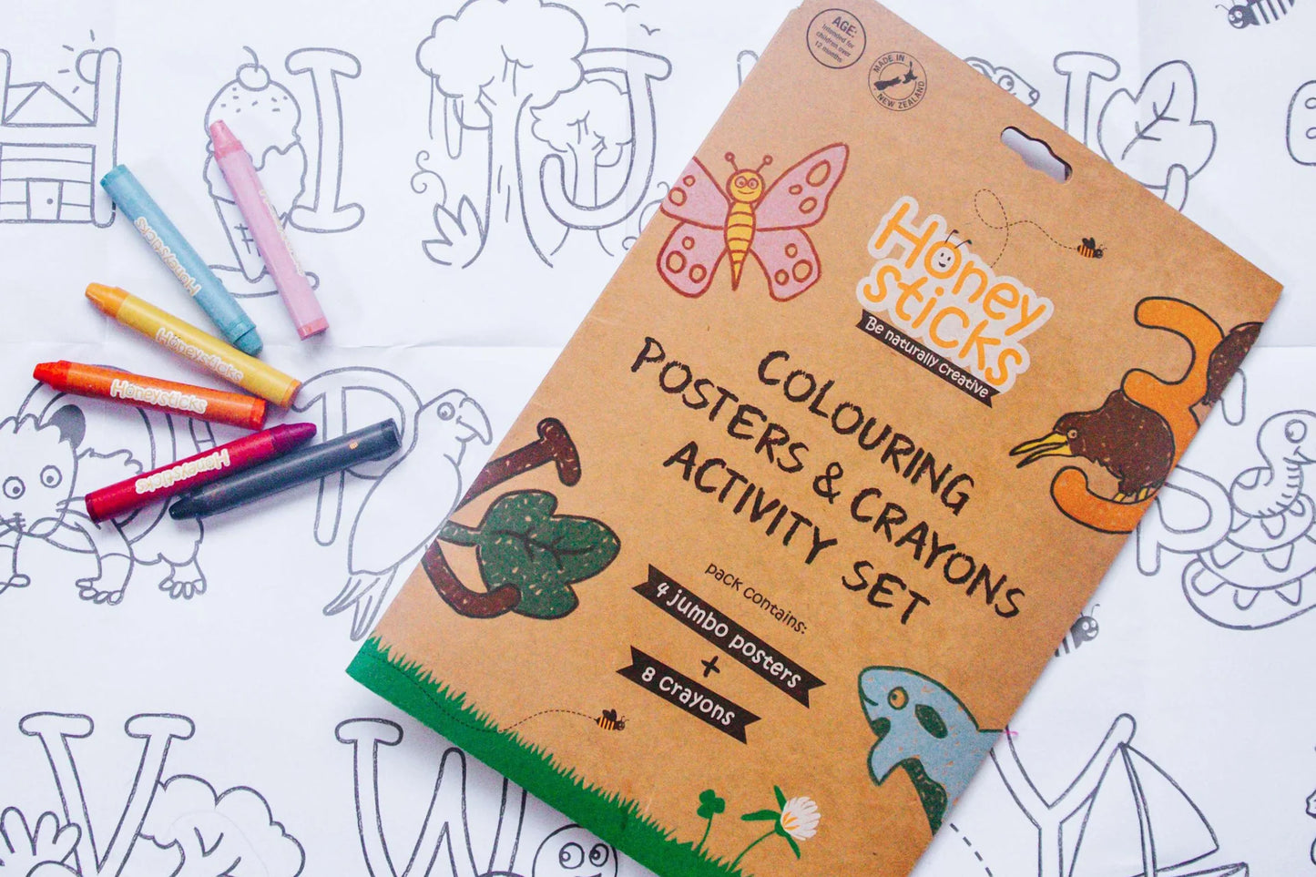 Honey Sticks Colouring Posters & Crayons Activity Set