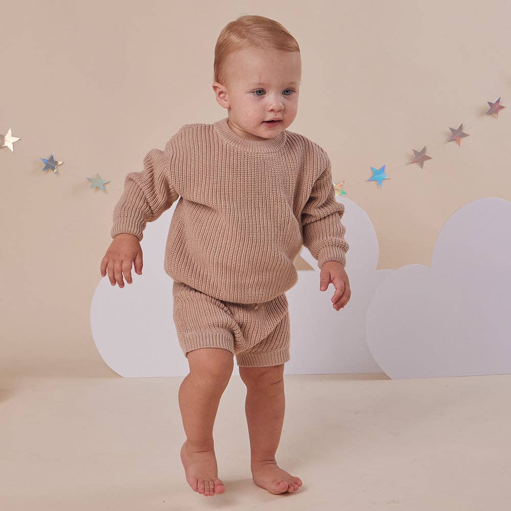 Snuggle Hunny Oversized Cotton Knit Jumper Hazelnut