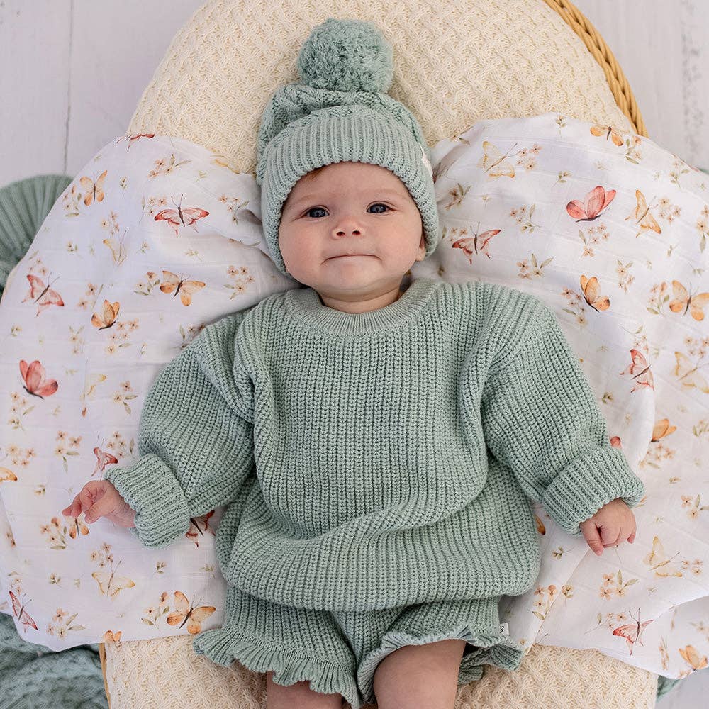 Snuggle Hunny Oversized Cotton Knit Jumper Sage