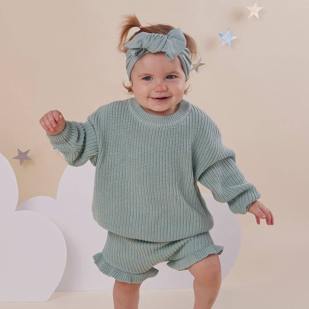 Snuggle Hunny Oversized Cotton Knit Jumper Sage