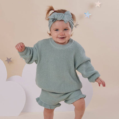 Snuggle Hunny Oversized Cotton Knit Jumper Sage