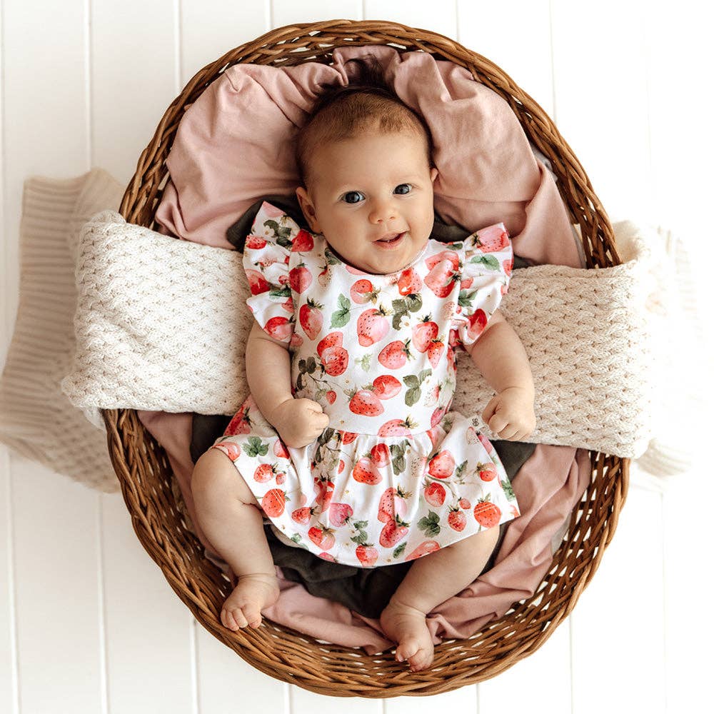 Snuggle Hunny Strawberry Short Sleeve Organic Dress