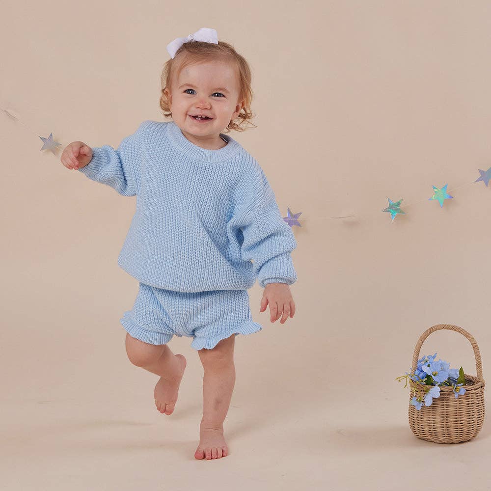Snuggle Hunny Oversized Cotton Knit Jumper Baby Blue