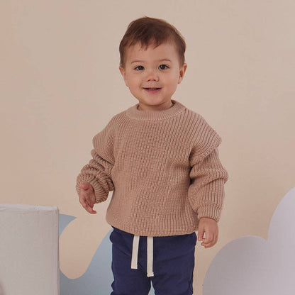 Snuggle Hunny Oversized Cotton Knit Jumper Hazelnut
