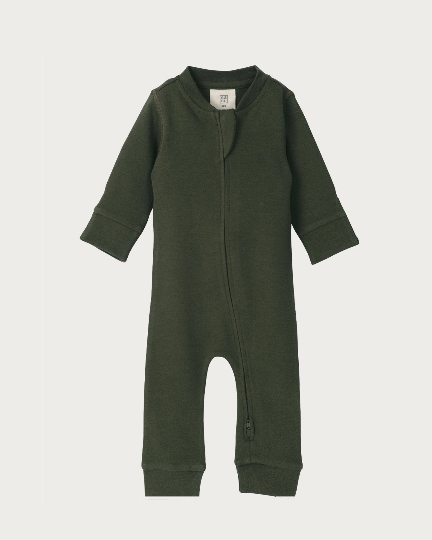 Babu Footless Onesie Zipsuit Moss