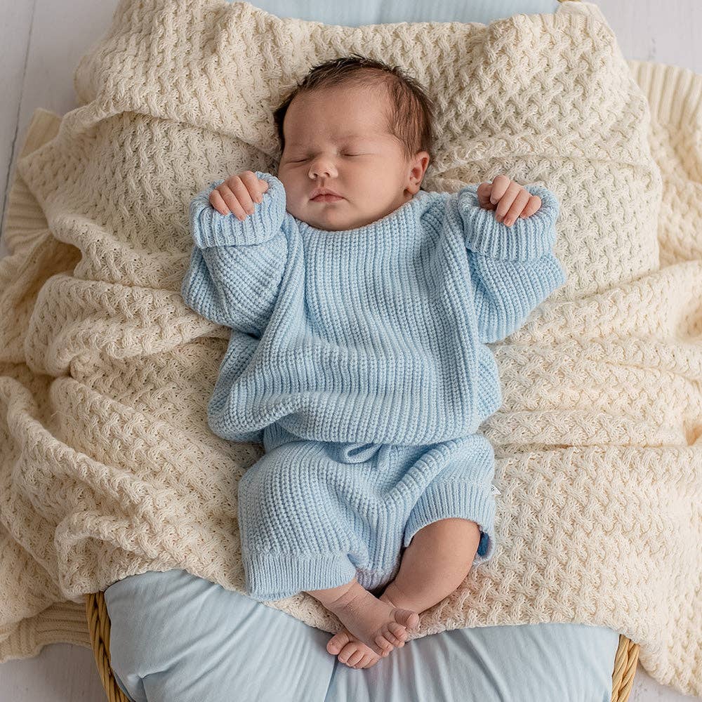 Snuggle Hunny Oversized Cotton Knit Jumper Baby Blue