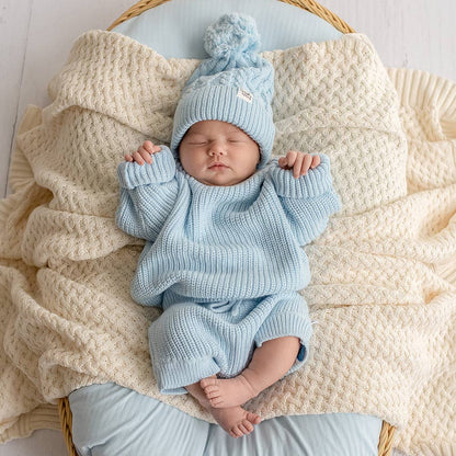 Snuggle Hunny Oversized Cotton Knit Jumper Baby Blue