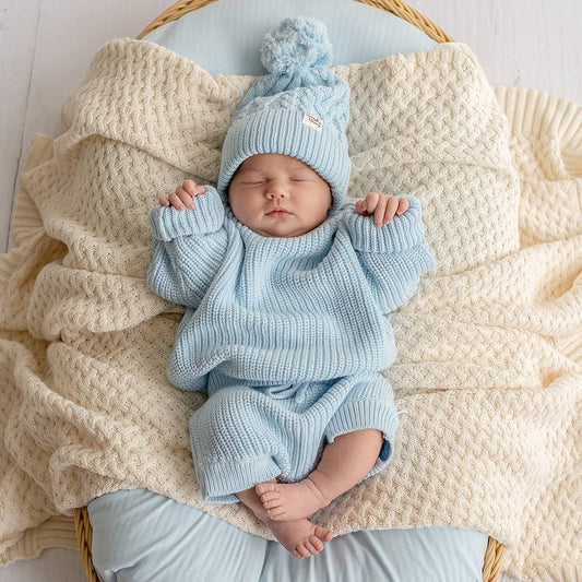 Snuggle Hunny Oversized Cotton Knit Jumper Baby Blue