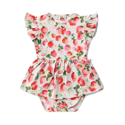 Snuggle Hunny Strawberry Short Sleeve Organic Dress