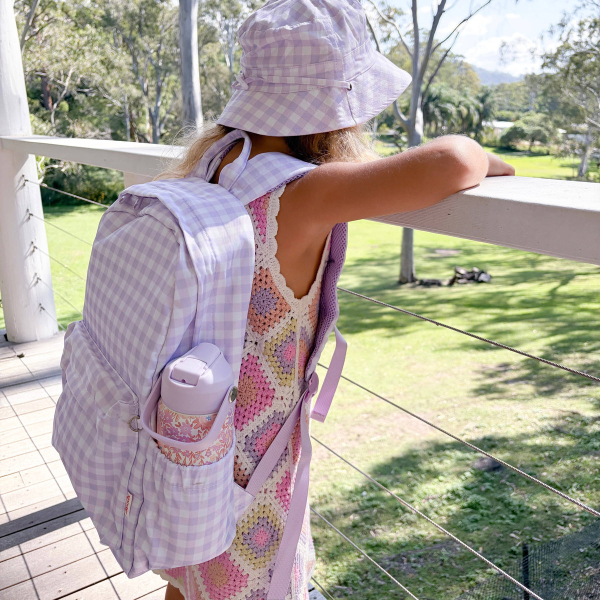 Blossom/Lilac Gingham Reversible Bucket Hat