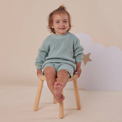 Snuggle Hunny Oversized Cotton Knit Jumper Sage
