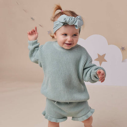 Snuggle Hunny Oversized Cotton Knit Jumper Sage