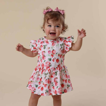 Snuggle Hunny Strawberry Short Sleeve Organic Dress