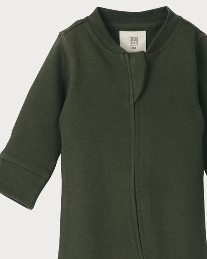 Babu Footless Onesie Zipsuit Moss