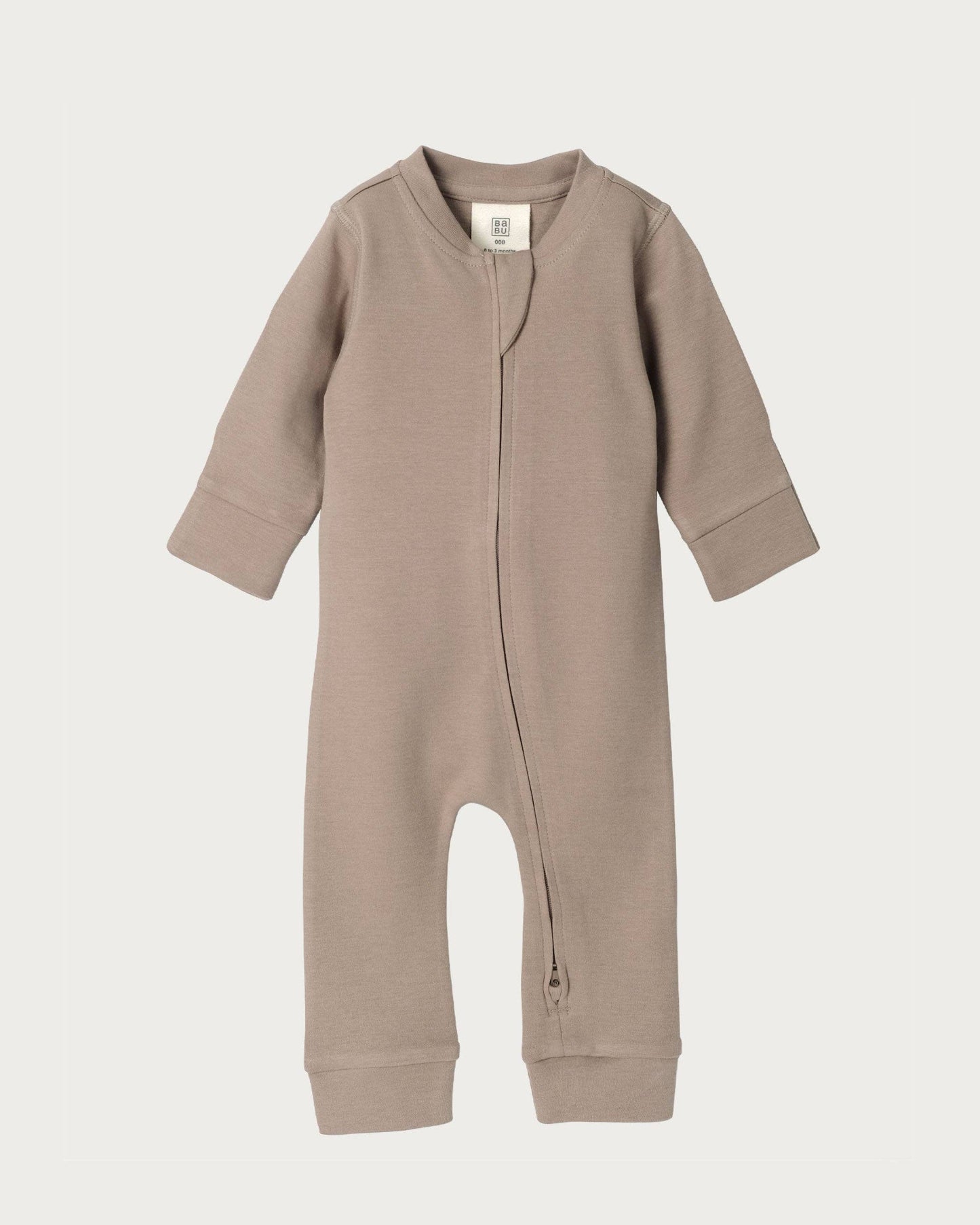 Babu Footless Onesie Zipsuit Walnut