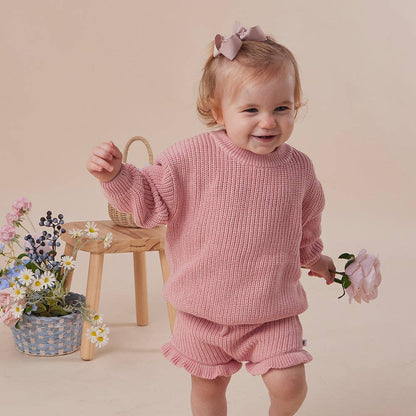 Snuggle Hunny Oversized Cotton Knit Jumper Rosa