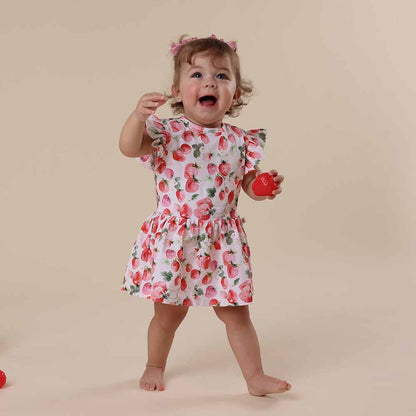 Snuggle Hunny Strawberry Short Sleeve Organic Dress