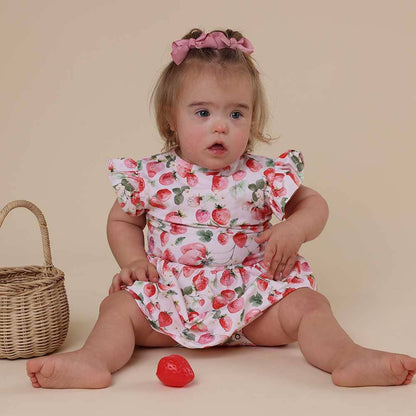 Snuggle Hunny Strawberry Short Sleeve Organic Dress