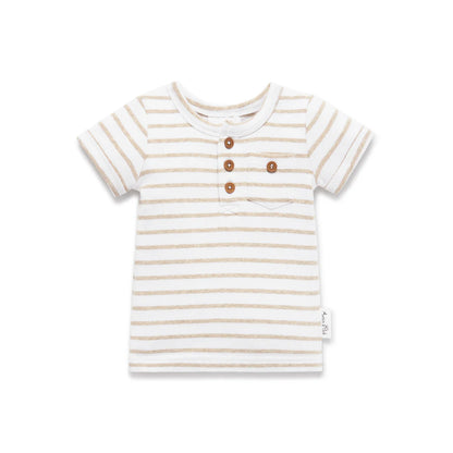 Aster and Oak Stripe Rib Henley Top