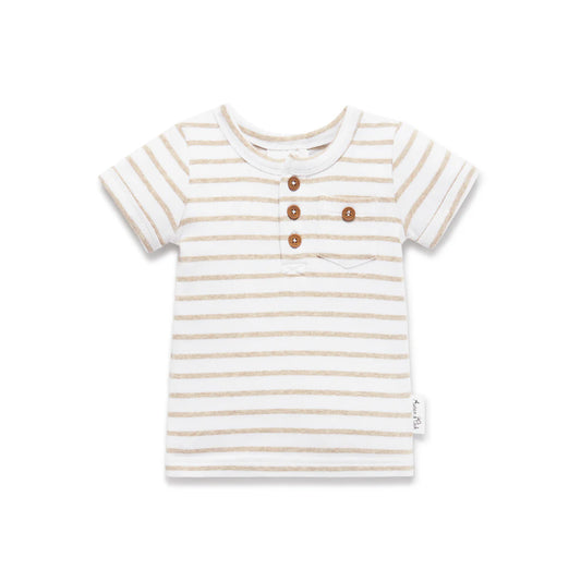 Aster and Oak Stripe Rib Henley Top