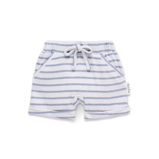 Aster and Oak Blue Stripe Rib Shorts