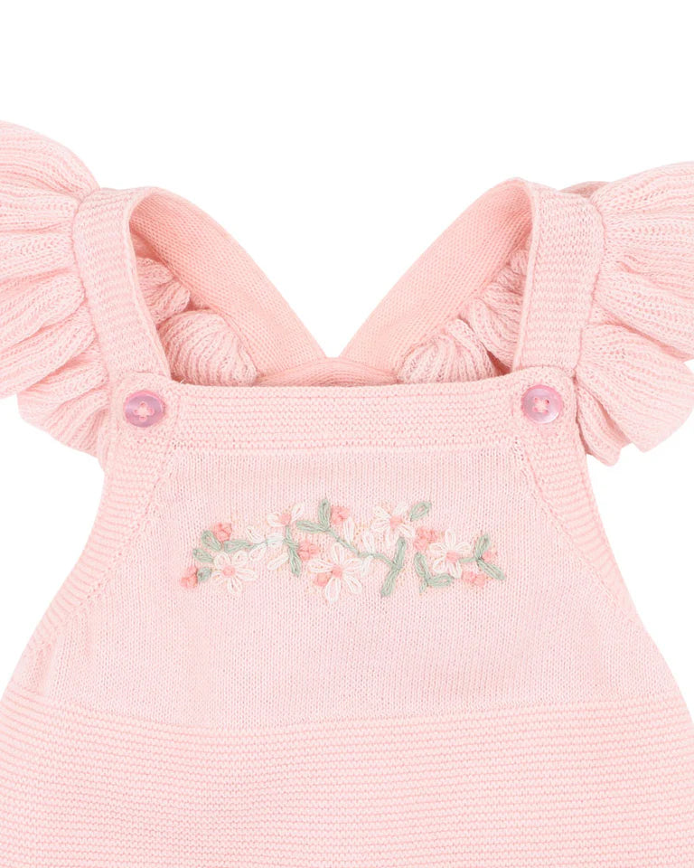 Bébé Madelyn Hand Embroidered Knitted Bodysuit Pale Pink