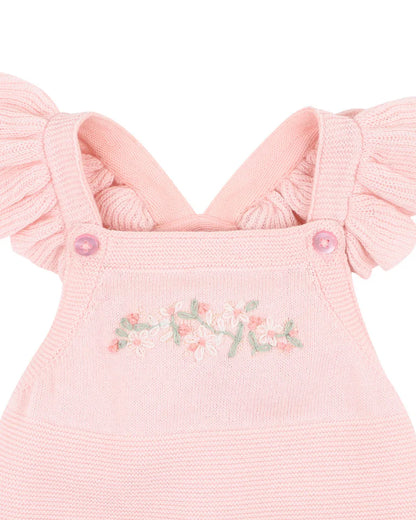 Bébé Madelyn Hand Embroidered Knitted Bodysuit Pale Pink