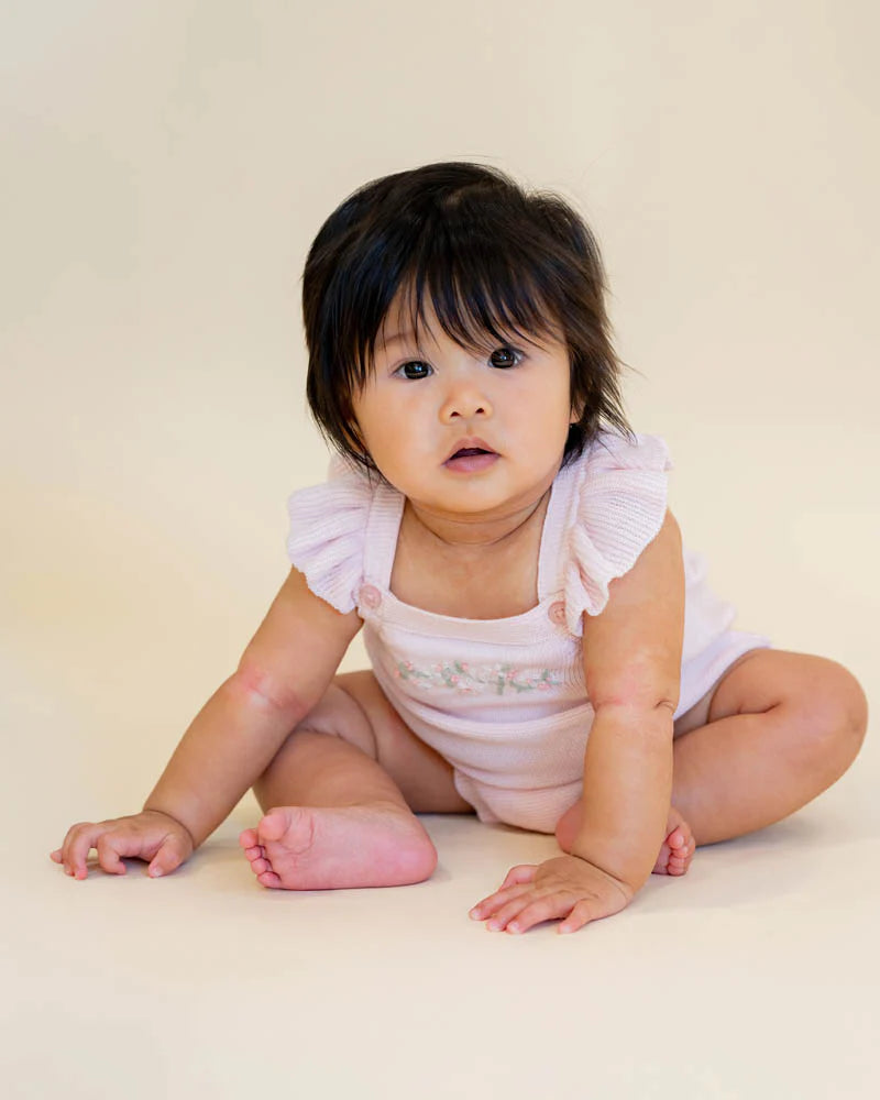 Bébé Madelyn Hand Embroidered Knitted Bodysuit Pale Pink