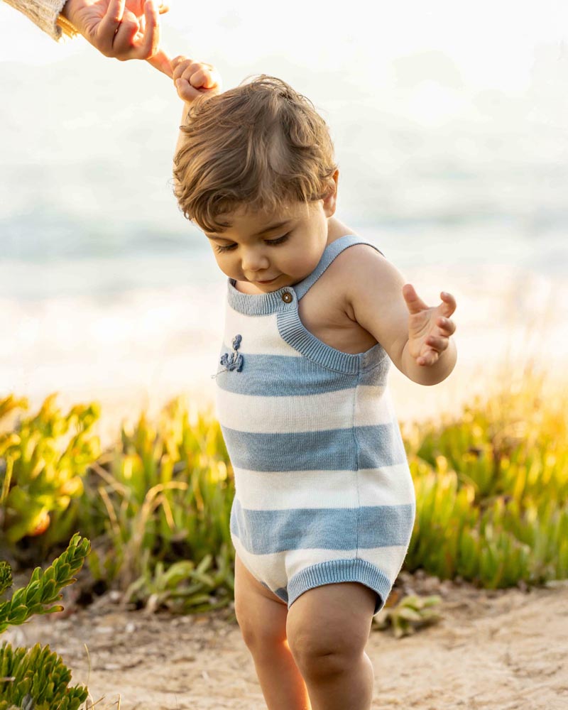 Bébé Axel Ocean Blue Stripe Knitted Bodysuit