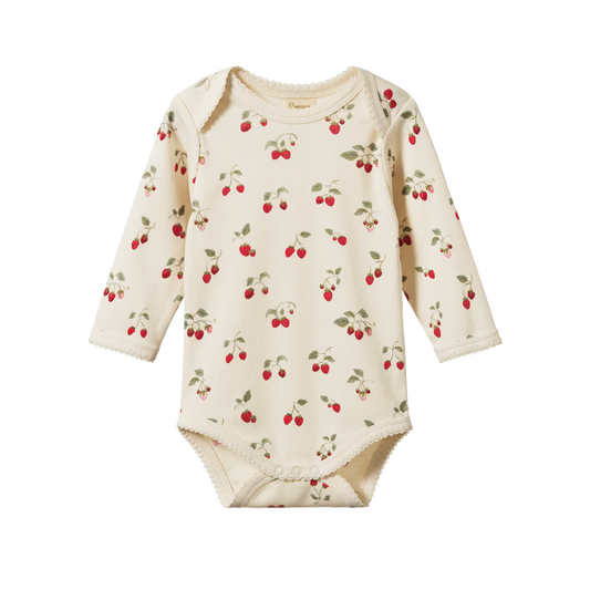 Nature Baby Long Sleeve Bodysuit Strawberry Blush