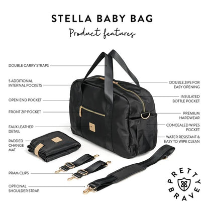 Pretty Brave Stella Baby Bag Black Pebble