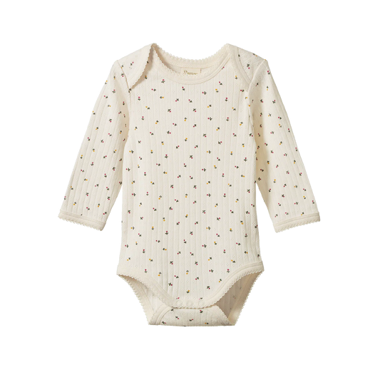 Nature Baby Long Sleeve Bodysuit Pointelle Aster Floral