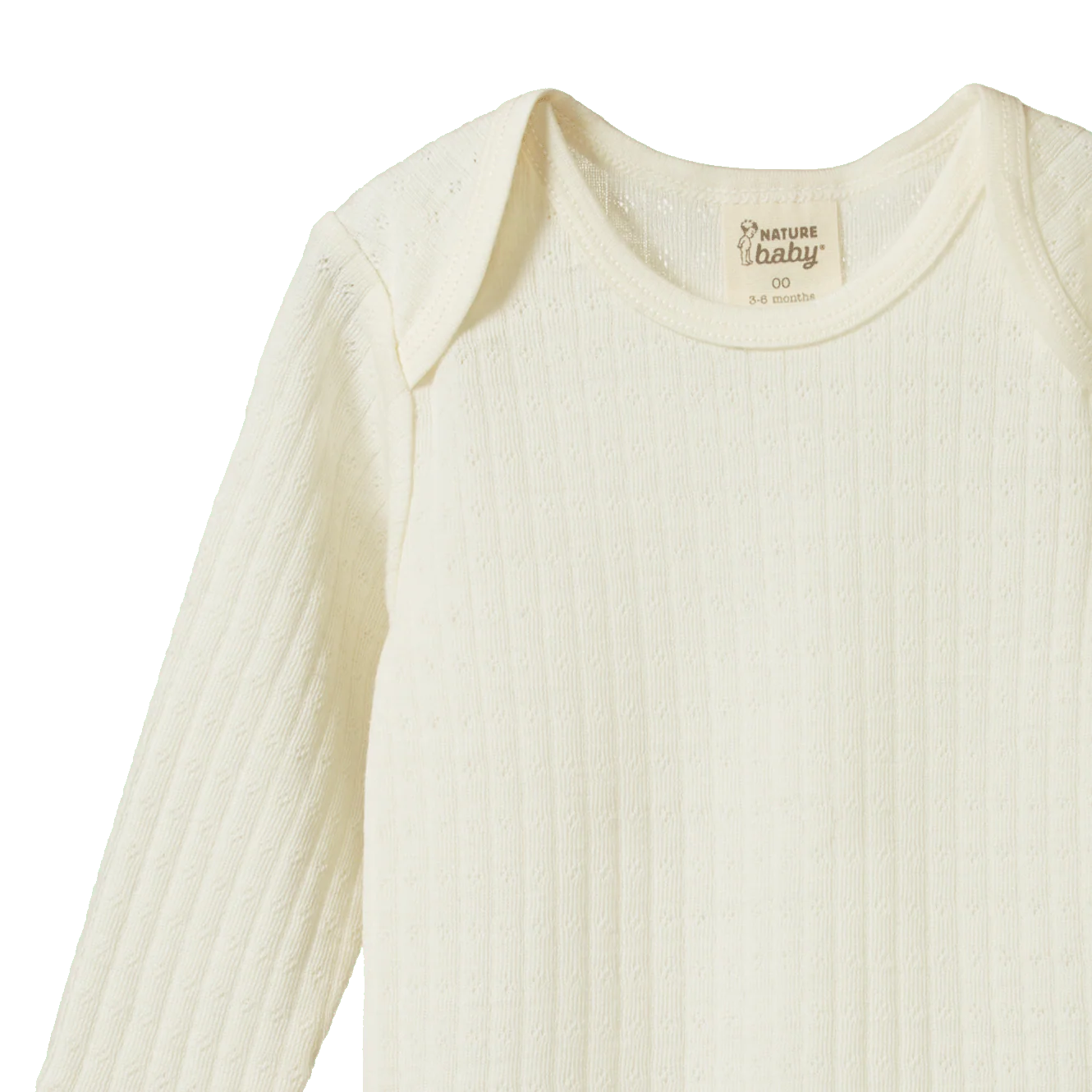 Nature Baby Merino Long Sleeve Bodysuit Pointelle Natural