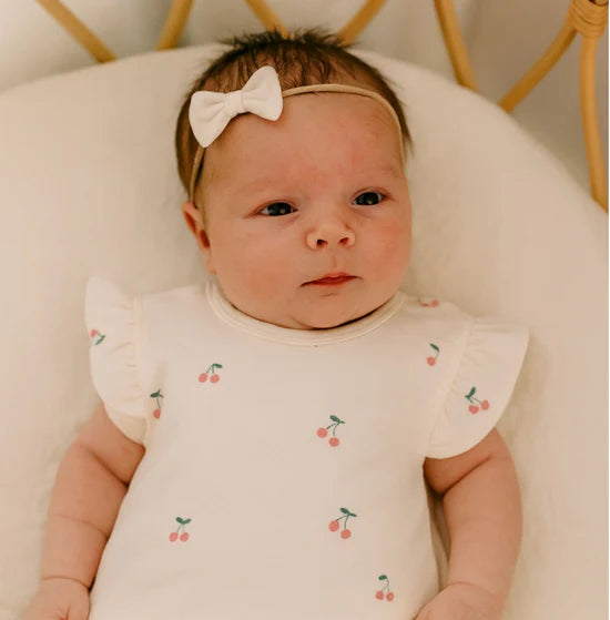 Aster and Oak Cherry Flutter Sleeve Top