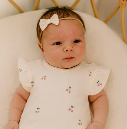 Aster and Oak Cherry Flutter Sleeve Top