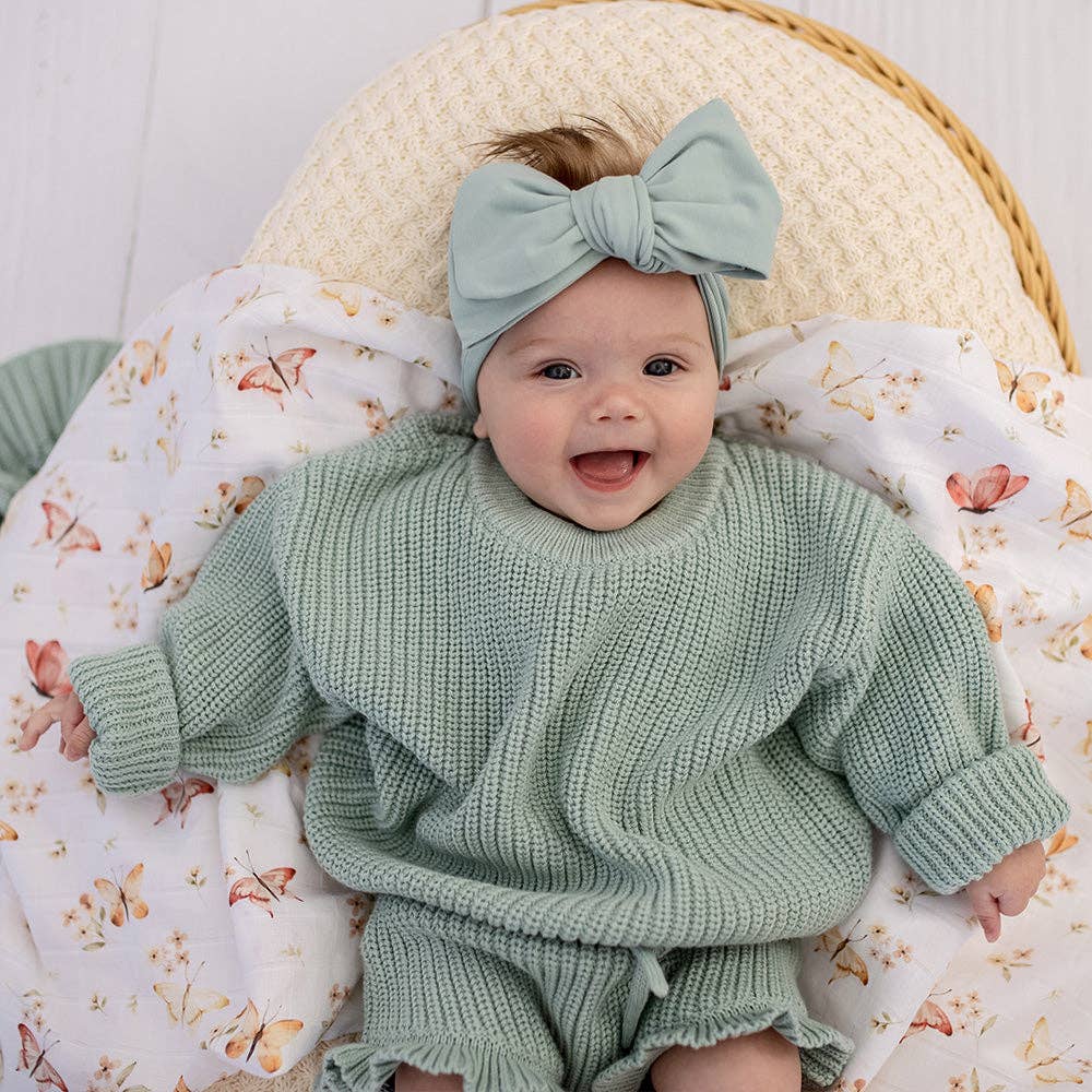Snuggle Hunny Oversized Cotton Knit Jumper Sage