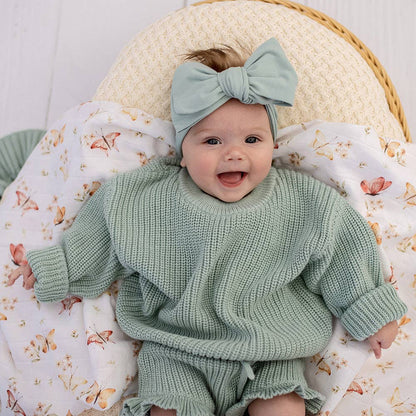 Snuggle Hunny Oversized Cotton Knit Jumper Sage