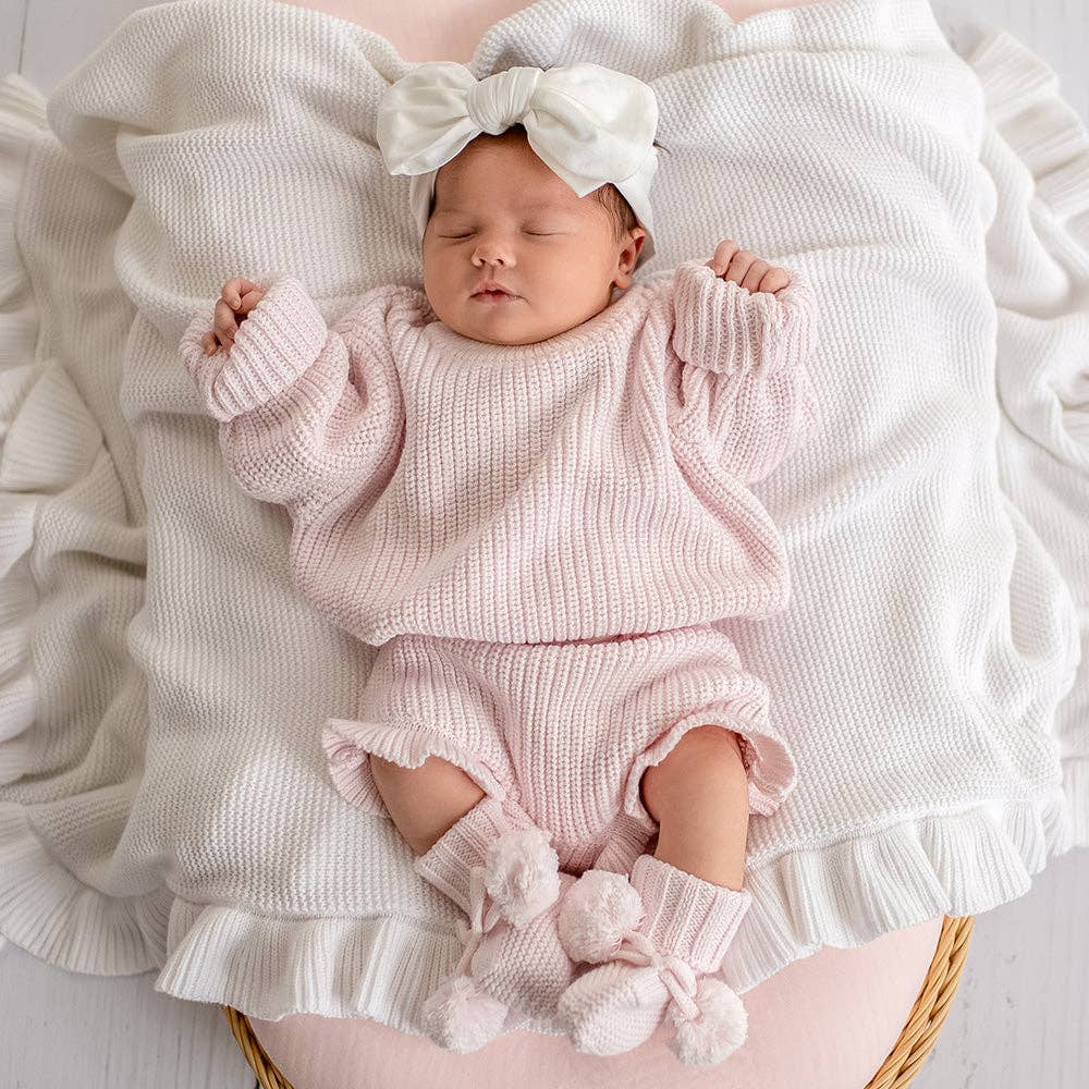 Snuggle Hunny Oversized Cotton Knit Jumper Blush Pink