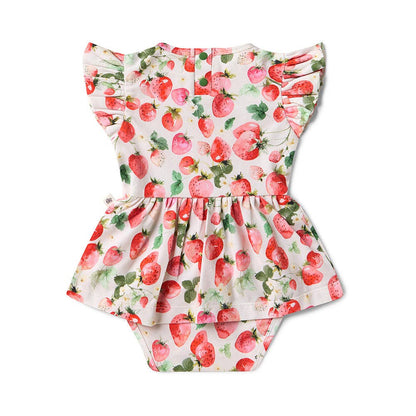 Snuggle Hunny Strawberry Short Sleeve Organic Dress