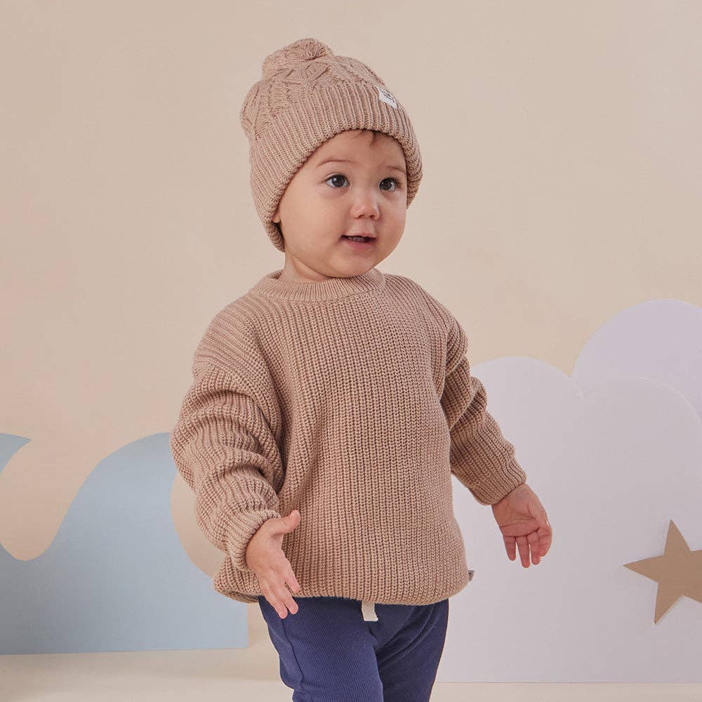 Snuggle Hunny Oversized Cotton Knit Jumper Hazelnut