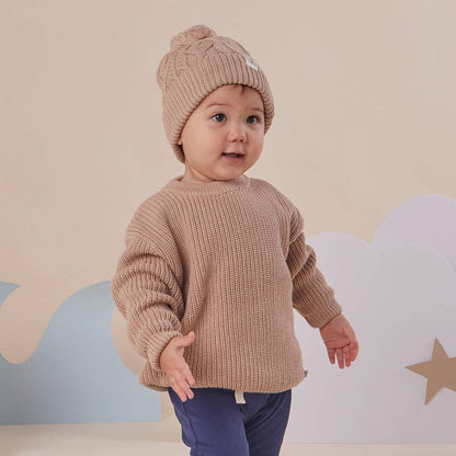 Snuggle Hunny Oversized Cotton Knit Jumper Hazelnut