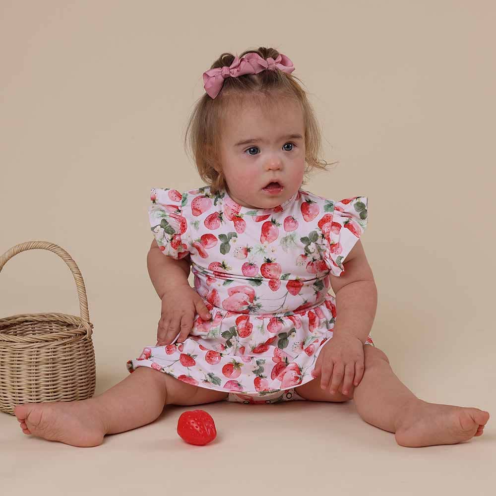 Snuggle Hunny Strawberry Short Sleeve Organic Dress