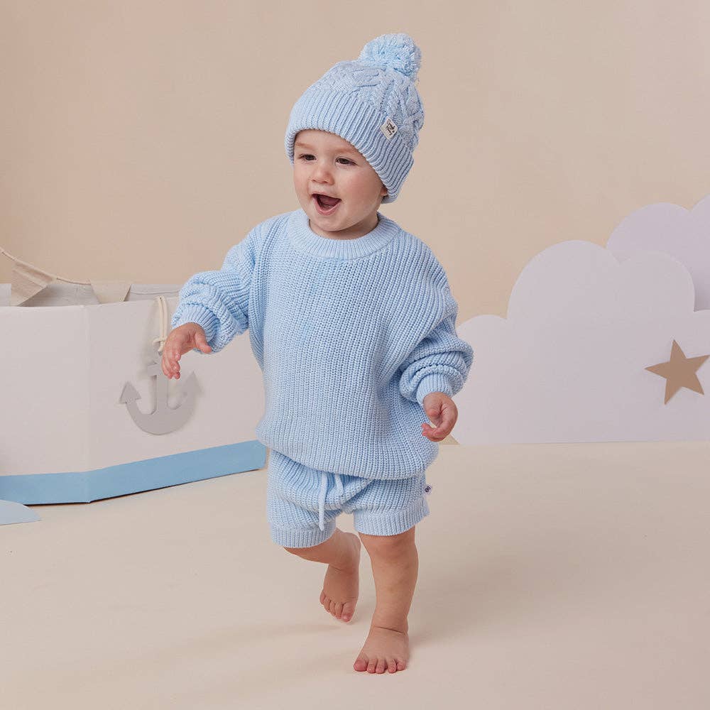 Snuggle Hunny Oversized Cotton Knit Jumper Baby Blue