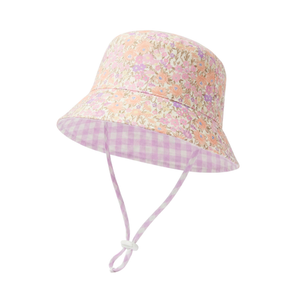 Blossom/Lilac Gingham Reversible Bucket Hat