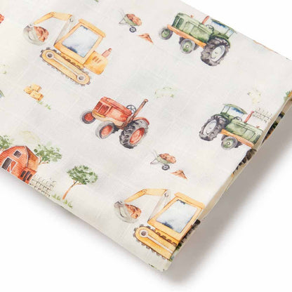 Snuggle Hunny Organic Muslin Wrap Diggers & Tractors